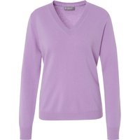 GALERIA Cashmere Pullover "Schweden", V-Ausschnitt, feingerippte Abschlüsse, für Damen, lila, 40 von GALERIA