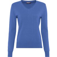 GALERIA Seide-Cashmere Pullover "Monaco", V-Ausschnitt, für Damen, blau, 36 von GALERIA