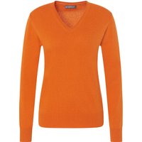 GALERIA Seide-Cashmere Pullover "Monaco", V-Ausschnitt, für Damen, orange, 34 von GALERIA