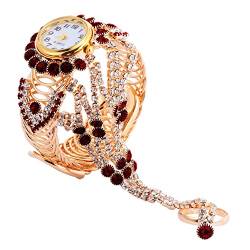 GALPADA 1stk Volldiamant-klauenkettenuhr Gatsby Armband Ring Verbundenes Fingerarmband Arabische Ziffern Uhr Flapper-armbandring Flapper Armband Ring Legierung Damenuhr Handhaben Frau von GALPADA