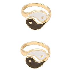 GALPADA 2 Stück Yin-Yang-Ring Mit Acht Diagrammen Für Damen Offene Ringe Yang-Fingerring Verstellbare Ringe Für Damen Vintage-Dekor Edelstahl Damenringe Chinoiserie-Dekor Ring von GALPADA