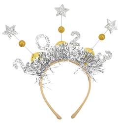 GALPADA 2023 Neujahrs-Stirnband Stern-Stirnband Metall-Stirnbänder Mützendekorationen 2023 Stern-Kopfschmuck Neujahrs-Haar-Accessoires Silvester-Diademe Silvester-Party-Stirnband von GALPADA