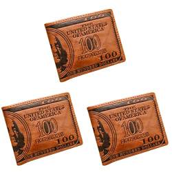 GALPADA 3 Stück US Dollar Bill Money Bifold 100 Dollar Wallet U Leder Kreditkartenetui Fotohalter für Männer und Frauen Dunkel Kaffee, Kaffee, modisch von GALPADA