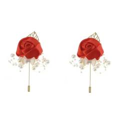 GALPADA 4 Stück Blumenbrosche Männer Corsage Ansteckblume Bräutigam partydekoration party decoration broschen für kleidung dekorative Stifte Perlen-Boutonniere dekoration für brautbankette von GALPADA