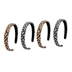 GALPADA 4 Stück Stirnband Mit Leopardenmuster Prinzessin Kopfbedeckung Leoparden-haarreifen Breite Haarbänder Kreuzen Breites Leoparden-stirnband Stoff Südkorea Rutschfest Mädchen von GALPADA