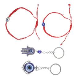 GALPADA 4 Teiliges Set Mit Anhänger Blaues Auge Spirituelle Armbänder Für Frauen Schlüsselanhänger Schutzarmbänder Für Frauen Böser Blick Schlüsselanhänger Schlüsselanhänger Für von GALPADA