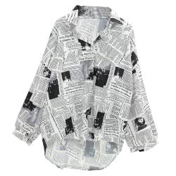 GALPADA Damenmode Zeitungshemd einreihig Bluse Revers langärmlig für den Sommer von GALPADA
