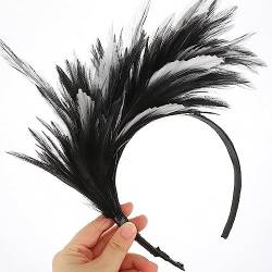 GALPADA Haarschmuck Für Kinder Haarband Schwarz Plume Stirnband Damen Performance Kopfschmuck Retro Kopfschmuck Dame Party Kopfbedeckung Federboa Schwarz Stirnbänder Für Kinder von GALPADA