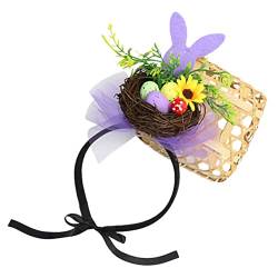 GALPADA Vogelnest Stirnband Party-stirnband Osterhasen-stirnband Osterhaarschmuck Kopfschmuck Für Die Osterparty Ostern-cartoon-stirnband Dekorationen Kind Rattan Violett Cosplay von GALPADA