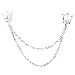 Brosche mit Quastenkette Quastenkette Brosche Kragennadel Anstecknadel Hemd Reverskette Herren- und Damen-Business-Anstecknadeln (Color : Silver, Size : 14cm) von GALSOR