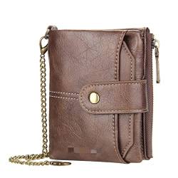 GALSOR Kettenbrieftaschen für Herren Kurz Multi-Card-Tasche for Herren Vertical Chain Zero Wallet Herren-Geldbörse mit Kette Geldbörse mit Kette (Color : Coffee, Size : 12.5x10x3cm) von GALSOR