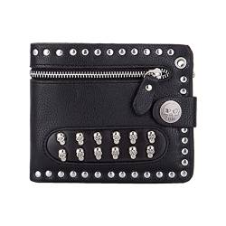 GALSOR Kettenbrieftaschen für Herren Modische horizontale Kurze personalisierte Geldbörse Trendy Punk Skull Anti-Diebstahl-Kette Herren Geldbörse Punk Biker Wallet Geldbörse mit Kette von GALSOR