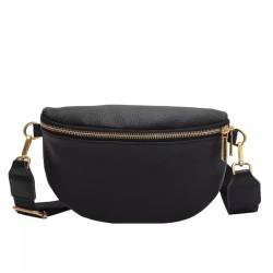 GALSOR Gürteltasche für Damen Damen-Leder-Brusttasche, Hüfttasche (Color : Black, Size : 24x15cm) von GALSOR