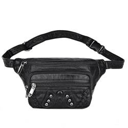 Gürteltasche für Damen Lässige Hüfttasche for Damen, PU-Leder, Brusttasche, Handytasche, schräge Umhängetasche (Color : Black, Size : 26x5x14cm) von GALSOR