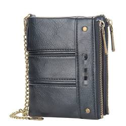 Kettenbrieftaschen für Herren Herren-Kettenbrieftasche Herren-Geldbörse mit doppeltem Reißverschluss und Schnalle Retro-Wechseltasche Kartentasche Geldbörse mit Kette ( Color : Black , Size : 12x10x3c von GALSOR