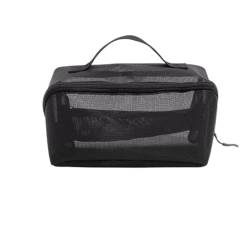 Kosmetiktaschen Transparente Mesh-Reisekosmetik-Organizer-Tasche mit großem Fassungsvermögen, Kulturbeutel (Color : Grey, Size : 18x9cm) von GALSOR