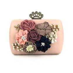 Partytasche Frauen Elegante Umschlag Geldbörse Brieftasche mit Blumendekoration Abendtasche Hochzeit Clutch Geldbörse Party Banketttasche (Color : Pink, Size : 18.5x6.5x14.5cm) von GALSOR