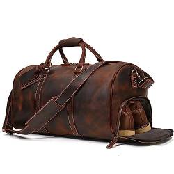 Reisetaschen Herren-Reisetasche aus Leder mit Schuhposition, Vintage-Gepäcktasche, 50,8 cm, lässige Sporttasche von GALSOR
