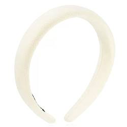 Rutschfester Haarreifen Dame Haarband Französisch Breite Kante Schwamm Stirnband Kopfbedeckung Kopfbedeckung Braut Hochzeit Zubehör Dekor (Color : Bianco, Size : 13x3cm) von GALSOR