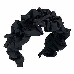 Rutschfester Haarreifen Dame Haarband Plissee Schleife Hohe Schädel Top Haar Band Hochzeit Party Kopfschmuck Haar Zubehör (Color : Black, Size : 1x15cm) von GALSOR