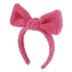 Rutschfester Haarreifen Dame Haarband Retro Farbe Plüsch Bogen Haar Band Weibliche Erhöhen Schädel Top Waschen Gesicht Stirnband Haar Zubehör (Color : Rose, Size : 12X2.5cm) von GALSOR