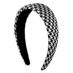 Rutschfester Haarreifen Dame Haarband Tausend Vogel Karo Stoff Haarband Party Hochzeit Kopfschmuck Haarschmuck for Frauen (Color : Black 3, Size : 12.2x4cm) von GALSOR