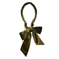 Rutschfester Haarreifen Damen-Haarband, Samt, gestreift, gewunden, künstliche Perlen-Haarband, gewickeltes Haarseil, modisch, lässig, Haar-Accessoires (Color : Army Green, Size : 13.5x1.4cm) von GALSOR