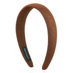 Rutschfester Haarreifen Damen-Haarband, Vintage-Haarband, einfarbig, Gesichtswasch-Haarband, vielseitiger Kopfschmuck for Ausgehen (Color : Braun, Size : 12.5x3cm) von GALSOR