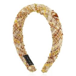 Rutschfester Haarreifen Damen-Haarband, Vintage-Haarband mit gestrickten Knöpfen for Ausgehen, mit vielseitigem Haarschmuck (Color : Yellow, Size : 12x3.2cm) von GALSOR