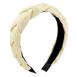 Rutschfester Haarreifen Damen-Haarband, bedruckt, Stickerei, gedrehtes Haarband, Party, Hochzeit, Kopfbedeckung, Haarschmuck (Color : Yellow, Size : 15x4.5cm) von GALSOR