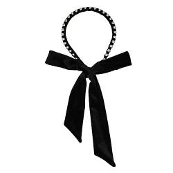 Rutschfester Haarreifen Damen-Haarband, französische Eleganz, schwarze Mode, Perlen-Haarband, dehnbare Stirnbänder, Haar-Accessoires von GALSOR