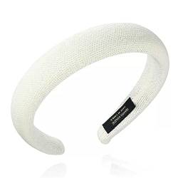 Rutschfester Haarreifen Damen-Haarband, koreanischer Stil, breiter Rand, Schwamm-Haarband, hohes Totenkopf-Top, gepresstes Haar-Stirnband (Color : Bianco, Size : 12x2.3cm) von GALSOR