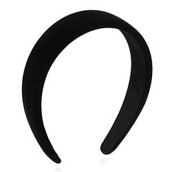 Rutschfester Haarreifen Damen-Haarband, schlichtes Samt-Schwamm-Haarband, gepresste Haarkarte, Vintage-Stirnband mit französischem Totenkopf-Oberteil (Color : Black, Size : 12.5x3.7cm) von GALSOR