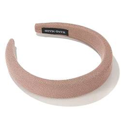 Rutschfester Haarreifen Damen-Haarband for den Sommer, breiter Rand, Schwamm-Haarbänder, geschreddertes Haar, Druckwäsche, Gesichts-Stirnband (Color : Bean Paste, Size : 12x3cm) von GALSOR