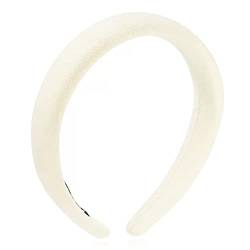 Rutschfester Haarreifen Damen-Haarband for den Sommer, breiter Rand, Schwamm-Haarbänder, geschreddertes Haar, Druckwäsche, Gesichts-Stirnband (Color : Bianco, Size : 12x3cm) von GALSOR