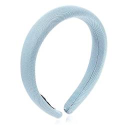 Rutschfester Haarreifen Damen-Haarband for den Sommer, breiter Rand, Schwamm-Haarbänder, geschreddertes Haar, Druckwäsche, Gesichts-Stirnband (Color : Blue, Size : 12x3cm) von GALSOR