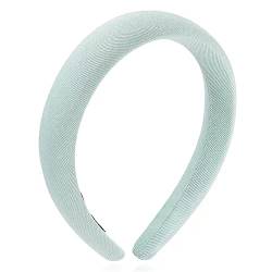 Rutschfester Haarreifen Damen-Haarband for den Sommer, breiter Rand, Schwamm-Haarbänder, geschreddertes Haar, Druckwäsche, Gesichts-Stirnband (Color : Grün, Size : 12x3cm) von GALSOR