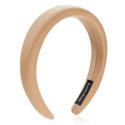 Rutschfester Haarreifen Damen-Haarband for den Sommer, breiter Rand, Schwamm-Haarbänder, geschreddertes Haar, Druckwäsche, Gesichts-Stirnband (Color : Khaki, Size : 12x3cm) von GALSOR