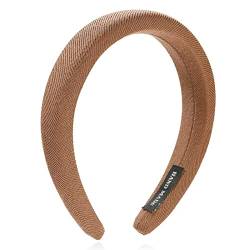 Rutschfester Haarreifen Damen-Haarband for den Sommer, breiter Rand, Schwamm-Haarbänder, geschreddertes Haar, Druckwäsche, Gesichts-Stirnband (Color : Light Curry, Size : 12x3cm) von GALSOR