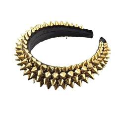 Rutschfester Haarreifen Damen-Haarband mit Schaumstoff-Nieten, Haarband, Barock-Ballsaal-Kopfbedeckung, Haar-Accessoire (Color : Gold, Size : One Size) von GALSOR