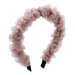 Rutschfester Haarreifen Damen-Haarband mit hohem Schädel-Oberteil, plissiertes Netz-Haarband, einfaches Haar-Accessoire for Ausgehen (Color : Pink, Size : 11x3cm) von GALSOR