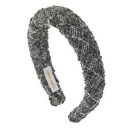 Rutschfester Haarreifen Klassische Karierte Gestrickte Haarbänder, Französische Retro-Out-Pendler-Stirnband-Haarkarte (Color : Grey, Size : 15x16cm) von GALSOR