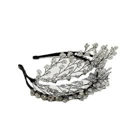 Rutschfester Haarreifen Kristall Doppelstrang Haarband Handperlen Blatt Haarkarte Licht Luxus Braut Kopfschmuck von GALSOR
