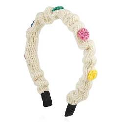 Rutschfester Haarreifen Lady Hairband Cute Little Knitted Colourful Flower Hairband Daily Wearing Party Accessories (Color : Bianco, Size : 12x2.5cm) von GALSOR