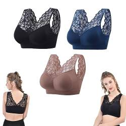 Nula Bra, BH gegen schlaffe Brüste, Atmungsaktive Cool Liftup Air Bra, Sexy Spitzen-Komfort-Schlaf-Sport-BH (B+C+E,XL(70-100KG)) von GAMIRA