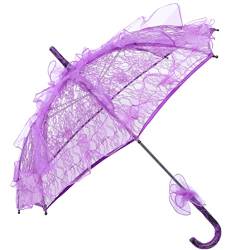 GANAZONO Regenschirm Aus Spitze Regenschirm Für Mädchen Gotische Hochzeitsdekoration Sonnenschirme Performance-regenschirm-stütze Spitzenschirm Altmodisch Eisen Dekorationen Violett Braut von GANAZONO
