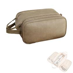 GANDUS Luxorluxe Make-up-Tasche, Luxor Luxe Reise-Kosmetiktasche mit großem Fassungsvermögen, dreilagige Make-up-Reisetasche aus PU-Leder, tragbare Aufbewahrungstasche (one Size,B) von GANDUS