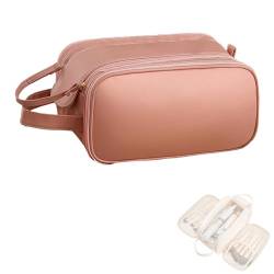 Luxorluxe Make-up-Tasche, Luxor Luxe Reise-Kosmetiktasche mit großem Fassungsvermögen, dreilagige Make-up-Reisetasche aus PU-Leder, tragbare Aufbewahrungstasche (one Size,D) von GANDUS