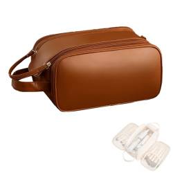 Luxorluxe Make-up-Tasche, Luxor Luxe Reise-Kosmetiktasche mit großem Fassungsvermögen, dreilagige Make-up-Reisetasche aus PU-Leder, tragbare Aufbewahrungstasche (one Size,E) von GANDUS