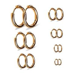 7 Paar Creolen aus Edelstahl, Nasolabialringe, männliche und weibliche kleine Knorpelohrringe, 8 mm, 10 mm, 12 mm, 14 mm, 16 mm, 18 mm, 20 mm (Golden) von GANMFOYC